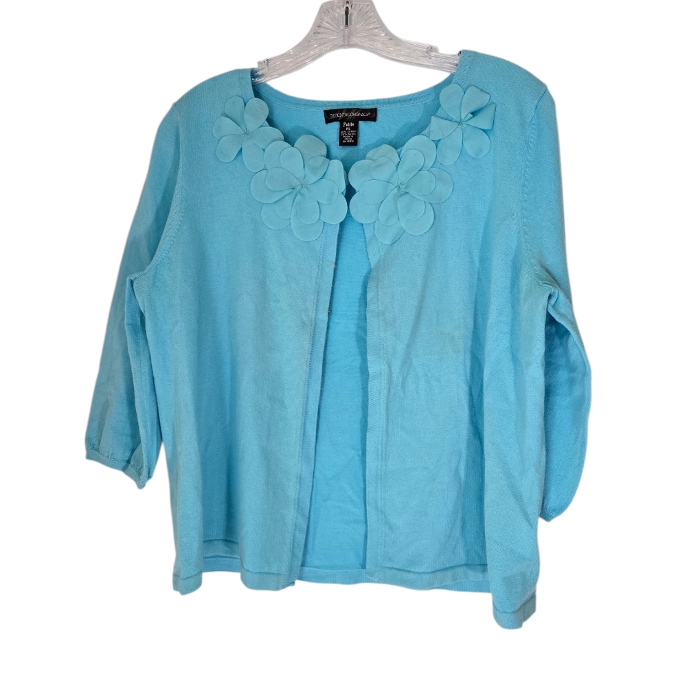 Design Orignals Vintage Blue Floral Cardigan Size Petite Large